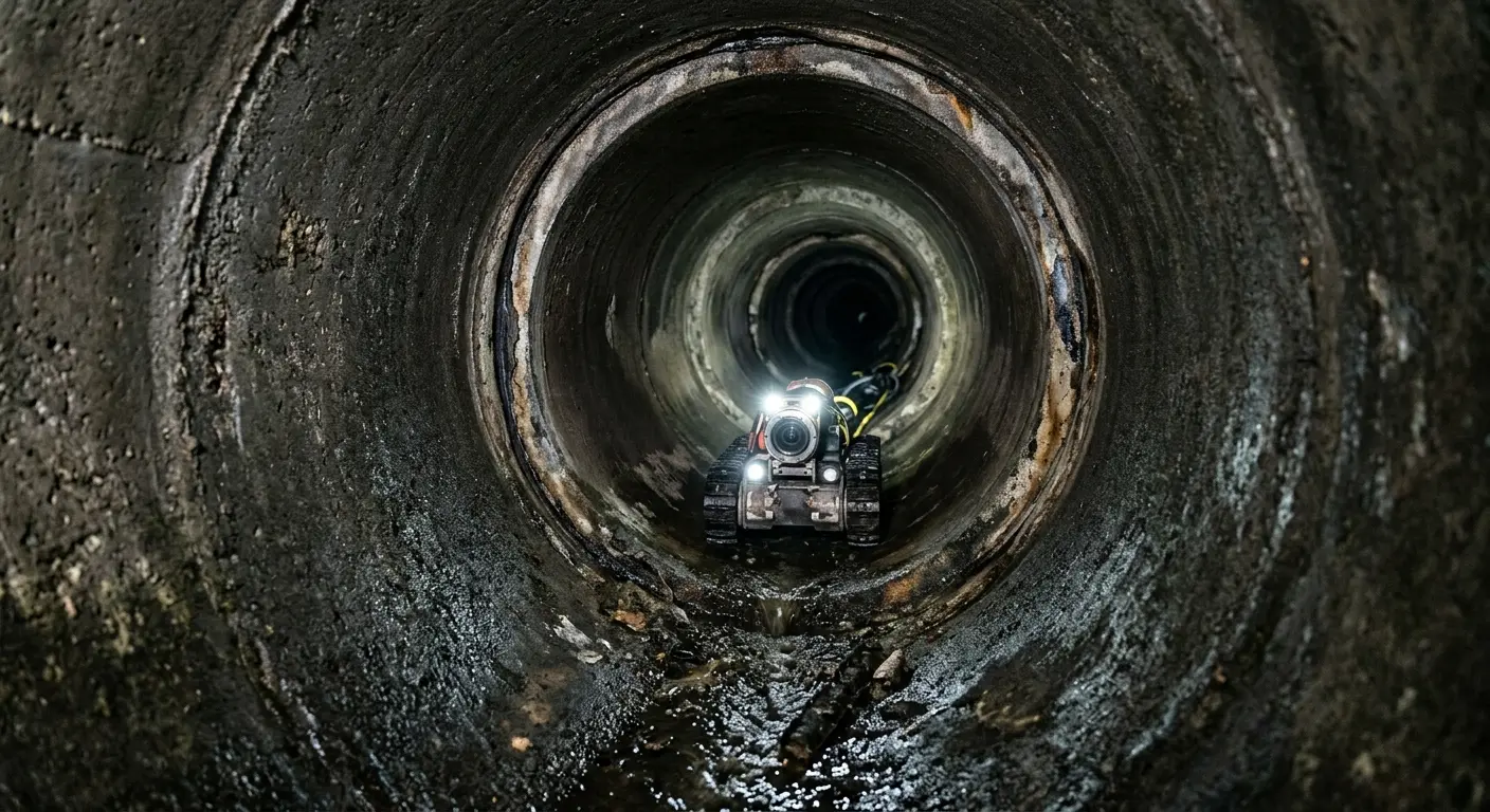 Robotic sewer camera inspecting pipe interior for Sewer Line Repair in Geneseo